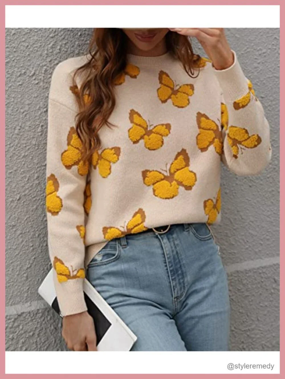 Women's Leopard Print Knitted Pullover Sweater Long Sleeve Crew Neck